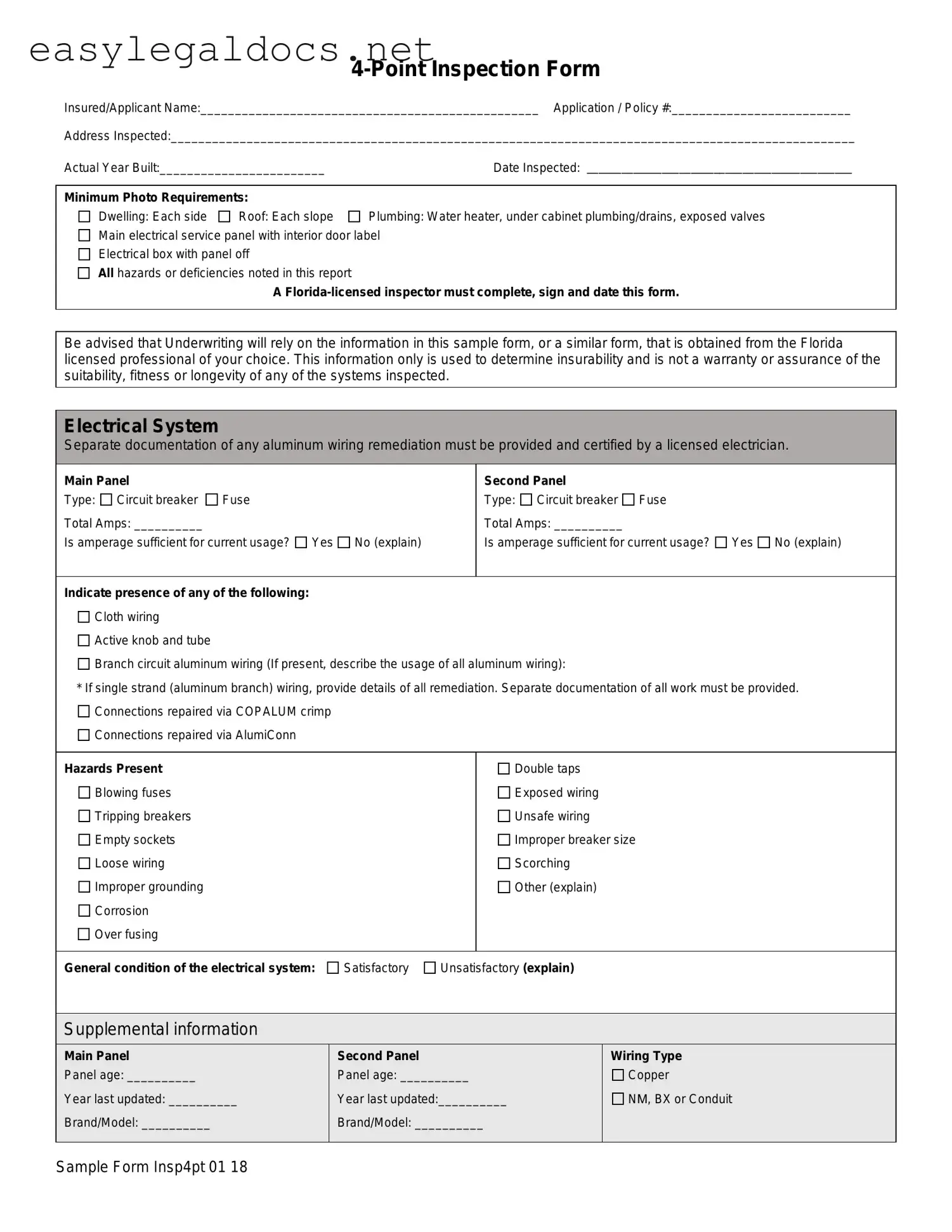 Download 4 Point Inspection Form