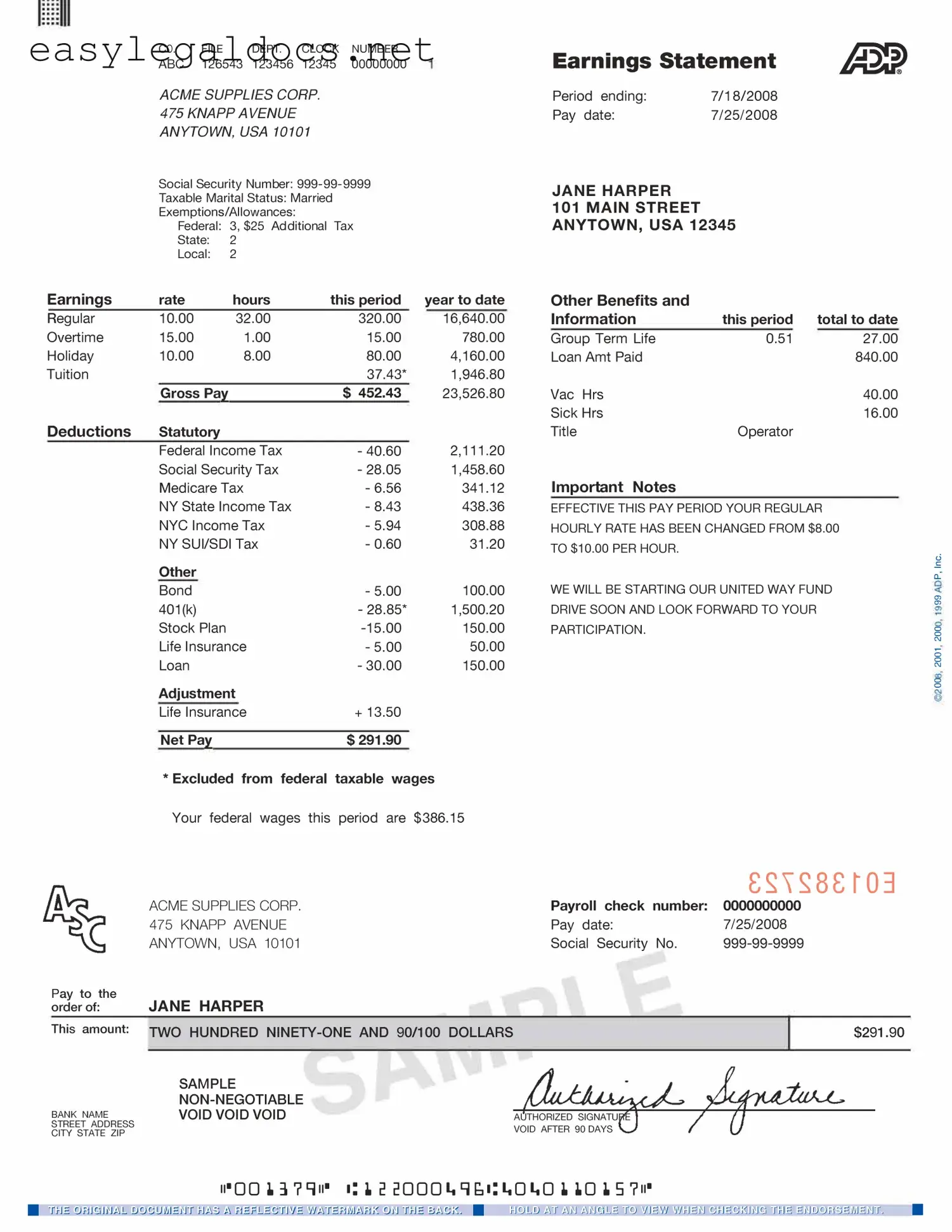 Download Adp Pay Stub Form