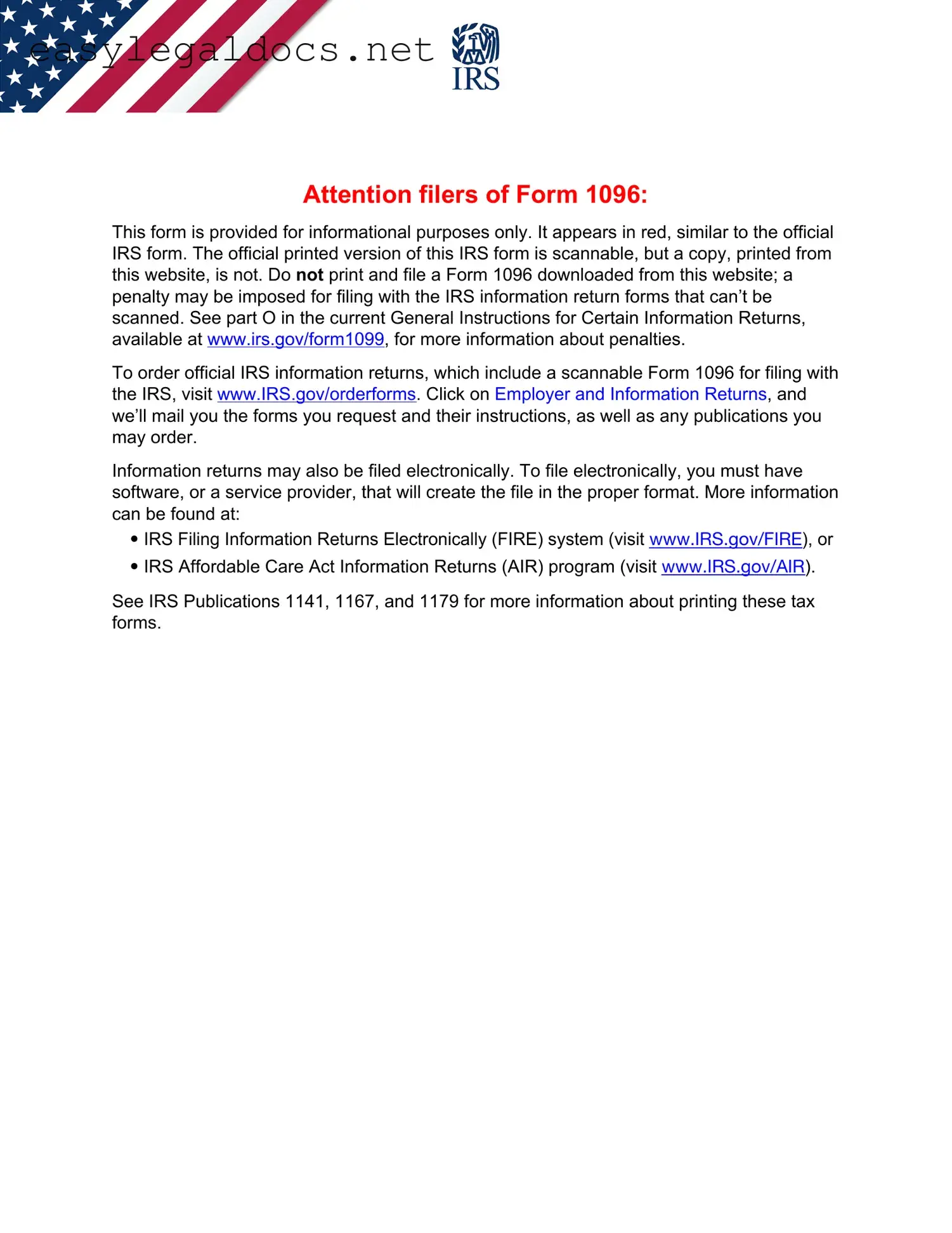 Download IRS 1096 Form