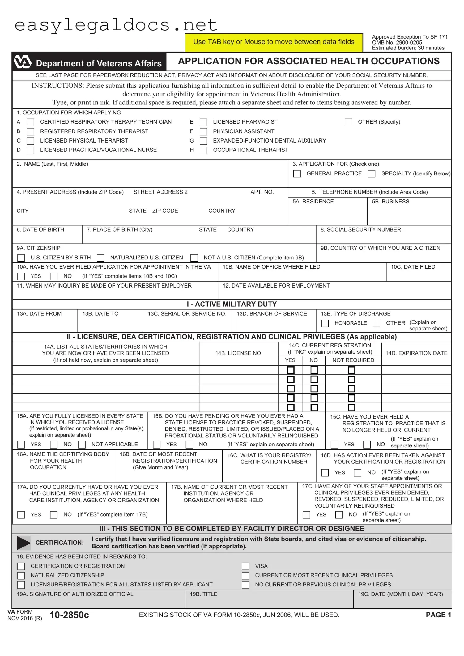 Download VA 10-2850c Form