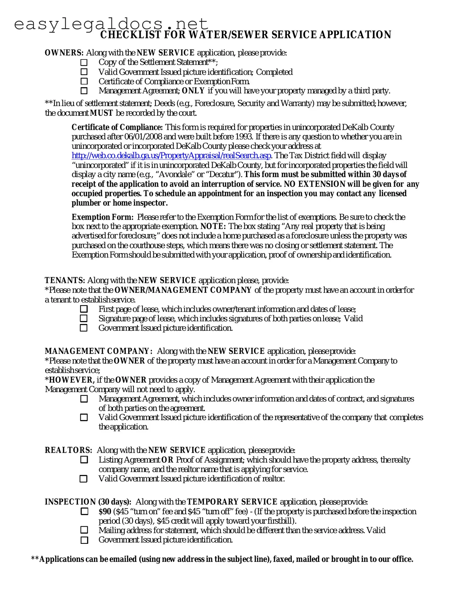 Download Dekalb County Water Application Form
