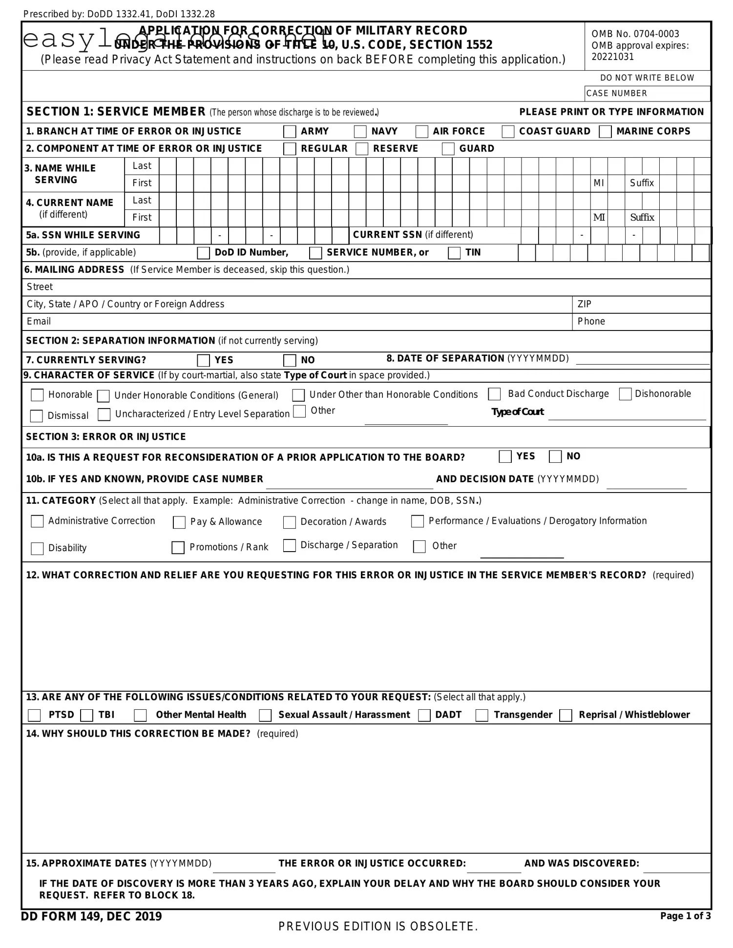 Download DD 149 Form