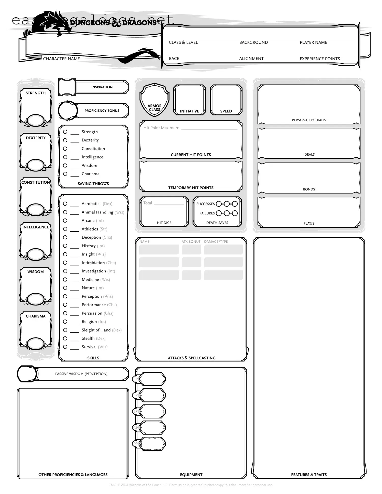 Download Dnd Character Sheet Form