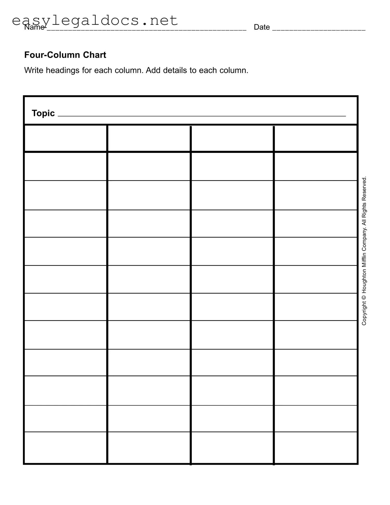 Download Four Column Chart Form