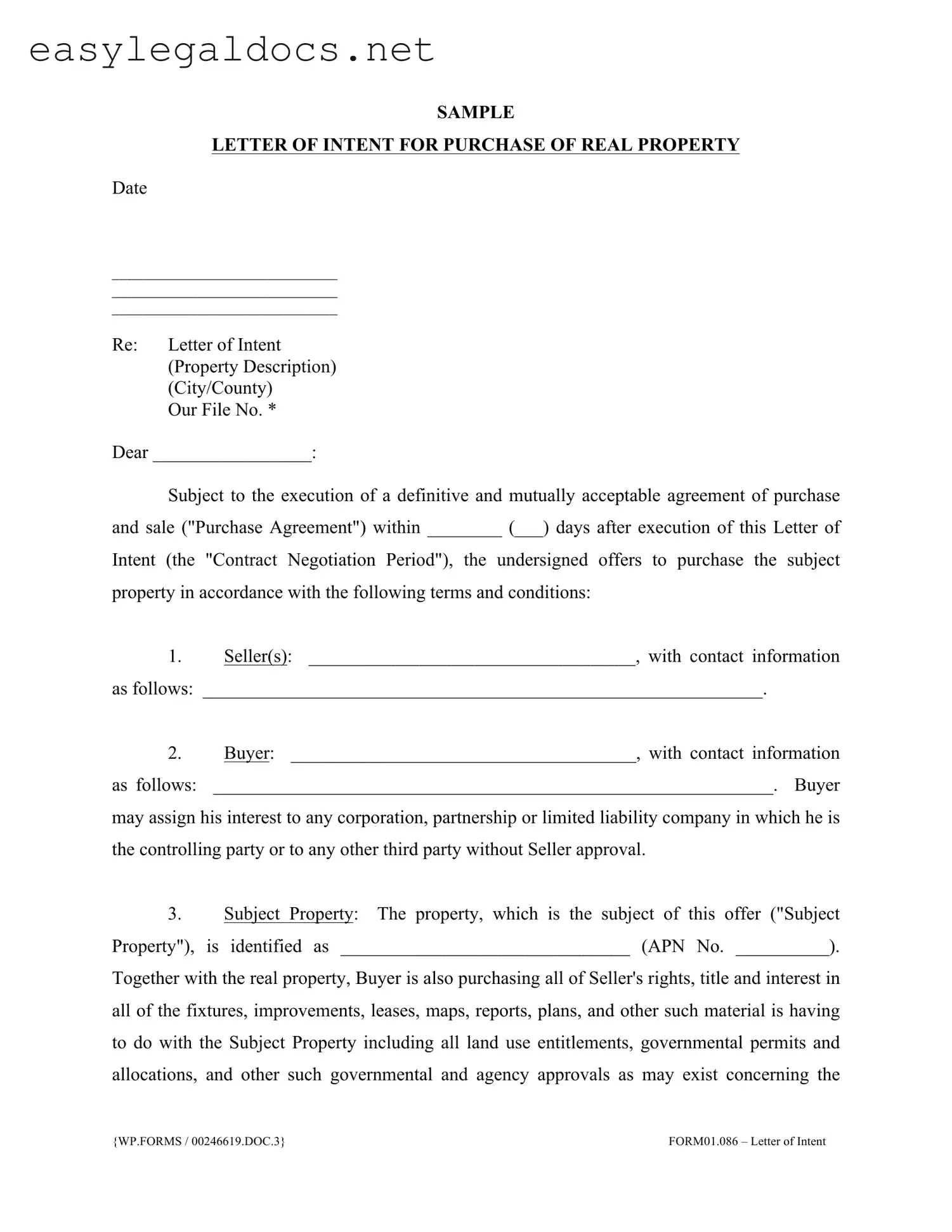 Download Letter To Purchase Land Form