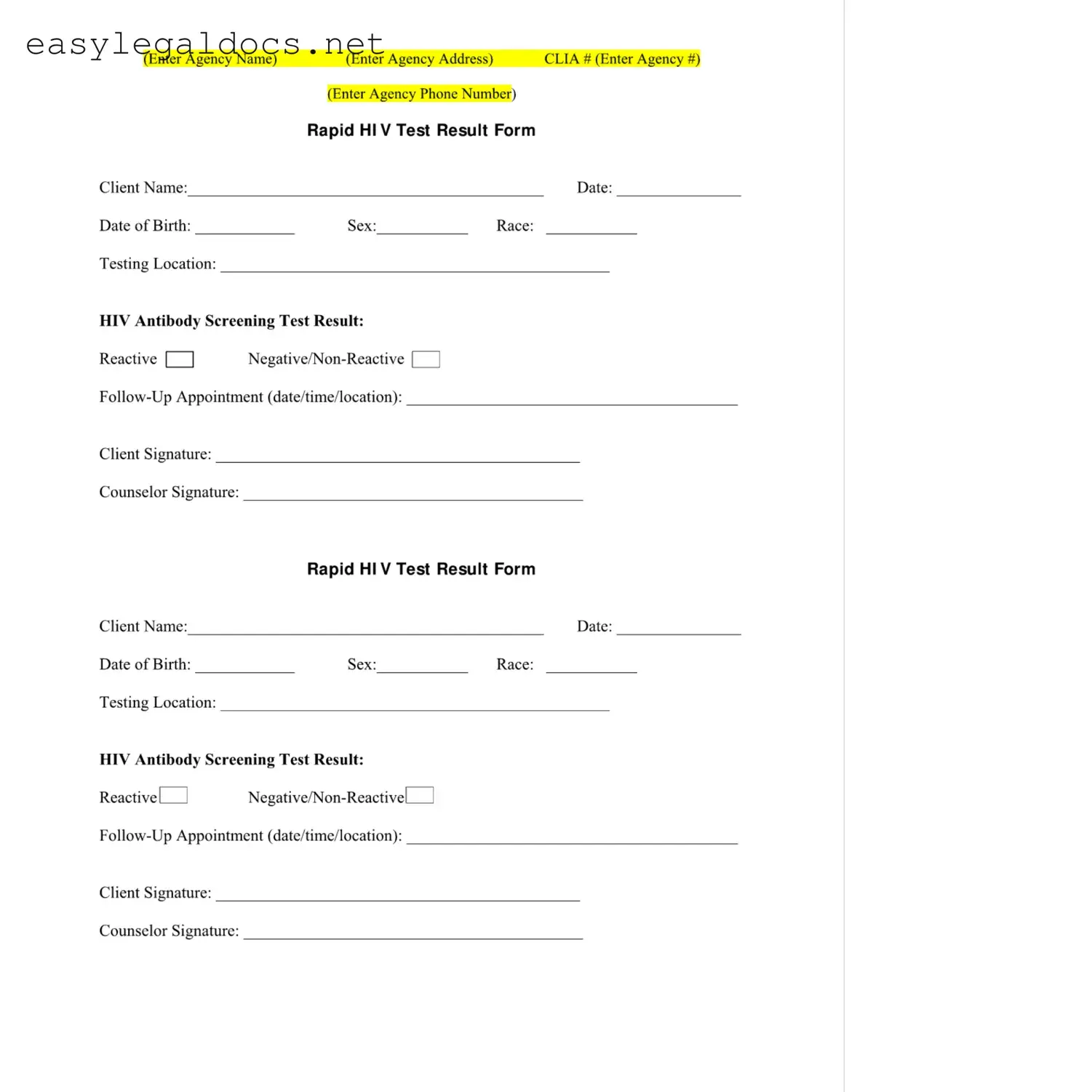 Download Negative Hiv Test Form