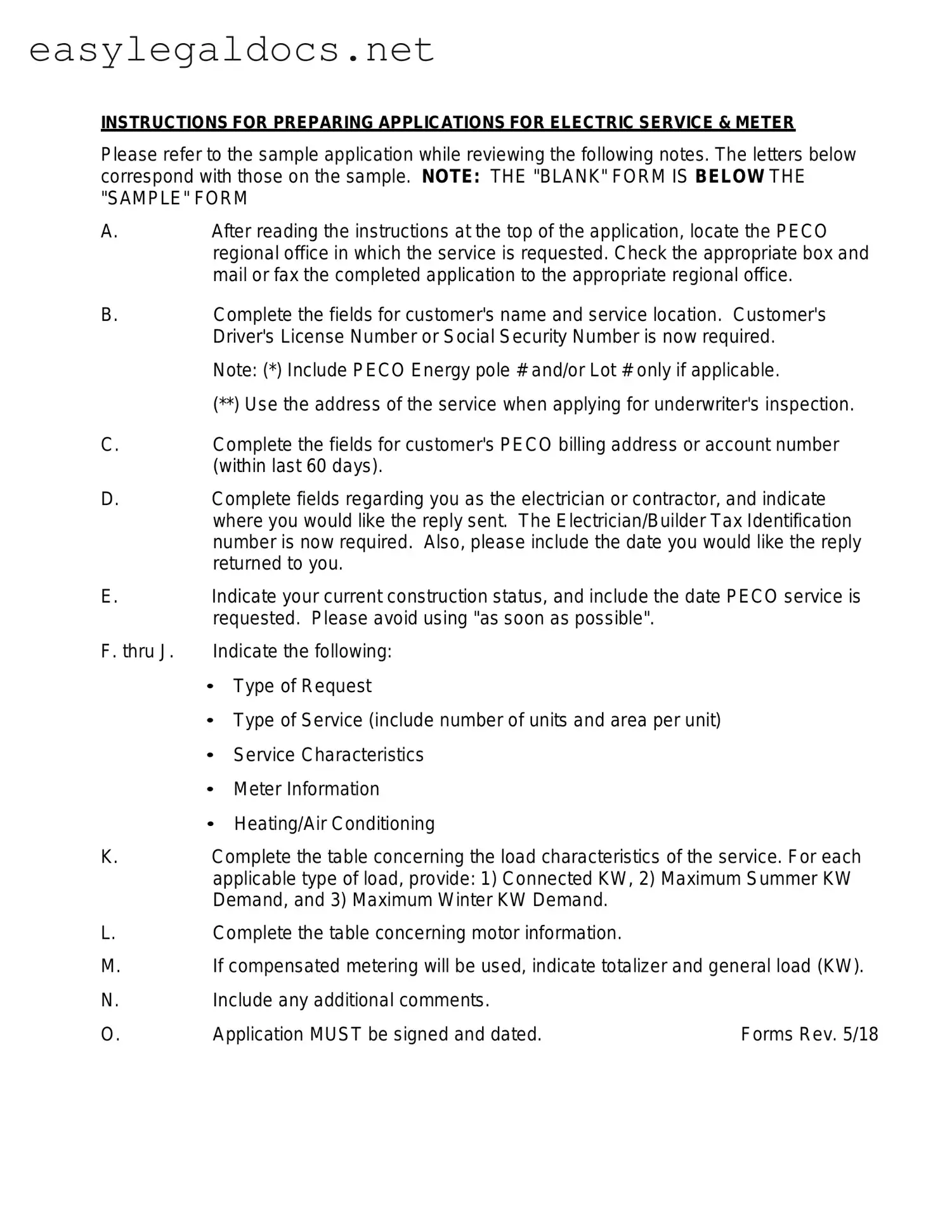 Download Peco Service And Meter Application Form