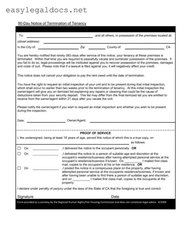 Download 90 Day Notice To Move Out Form