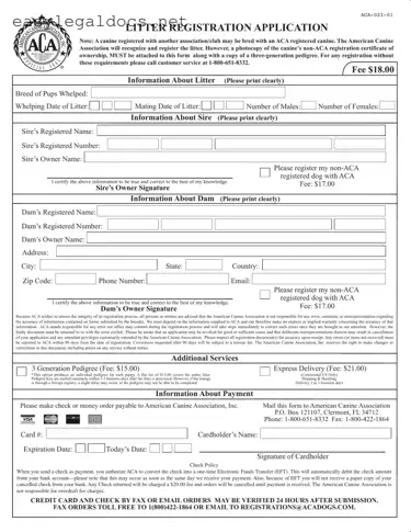 Download Aca Litter Registration Form