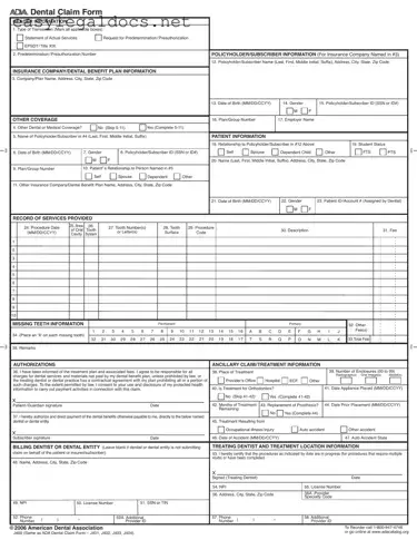 Download Ada Dental Claim Form