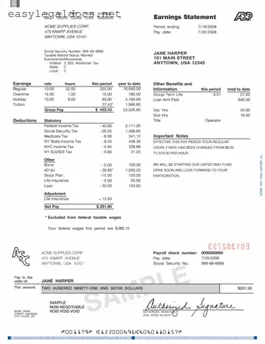 Download Adp Pay Stub Form