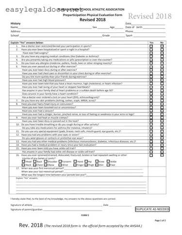 Download Alabama High School Physical Form