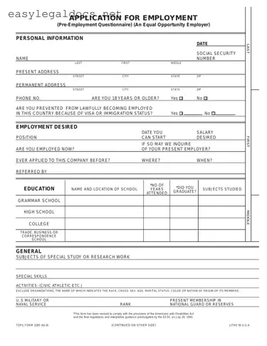 Download Employment Application Pdf Form
