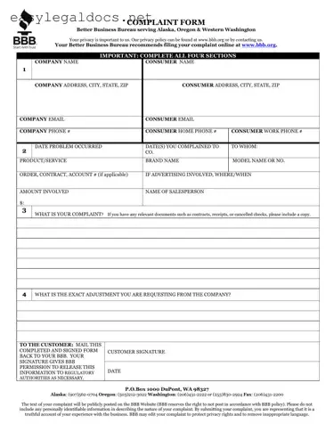 Download Bbb Complaint Form