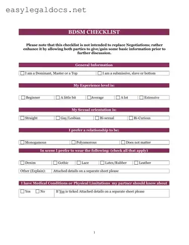Download Bdsm Checklist Form