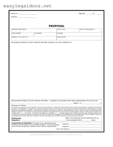 Download Construction proposal form Form