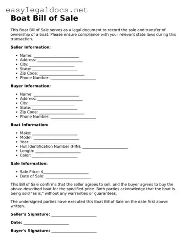 Printable Boat Bill of Sale Form