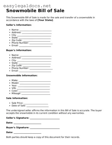 Printable Snowmobile Bill of Sale Form