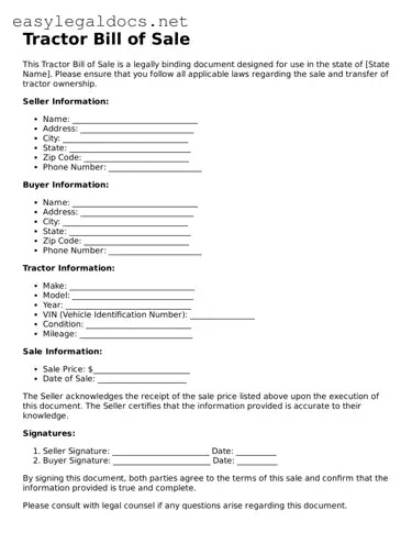 Printable Tractor Bill of Sale Form