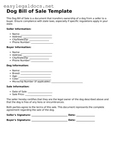Printable Dog Bill of Sale Form