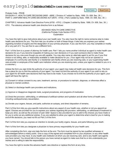 Download California Advanced Health Care Directive Form