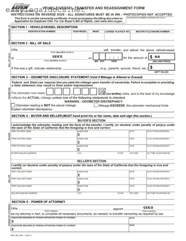 Download California Fotm Reg 262 Form