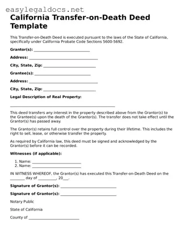 Blank  Transfer-on-Death Deed Form for California