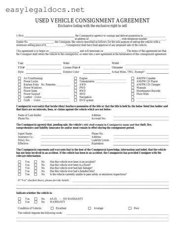 Download Car Consignment Form