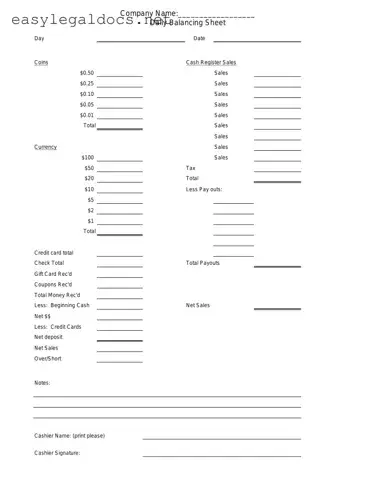 Download Cash Drawer Count Sheet Form