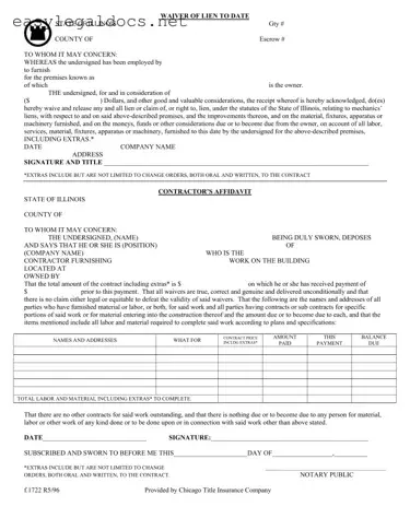 Download Chicago Title Waiver Format Form
