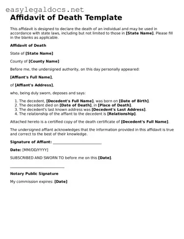 Printable Affidavit of Death Form