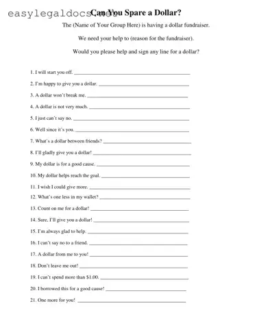 Download Donated A Dollar Form