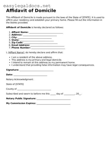 Printable Affidavit of Domicile Form
