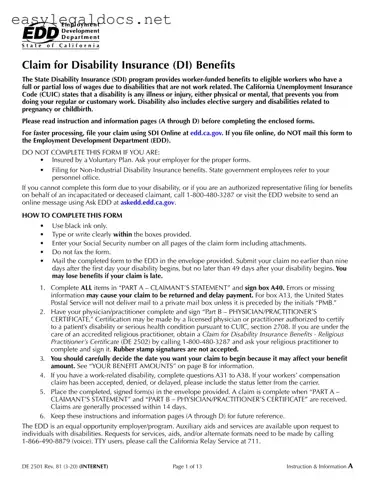 Download EDD DE 2501 Form