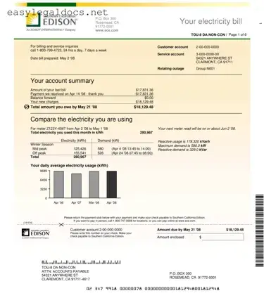 Download Edison Electricity Bill Form