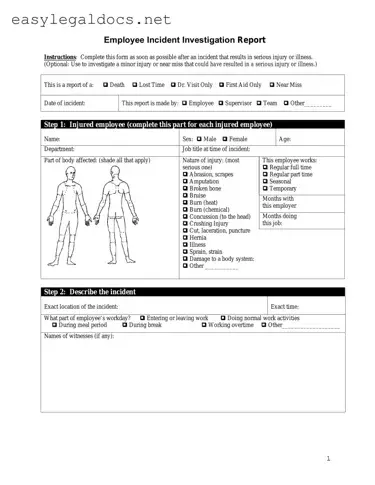 Download Employee Accident Report Form