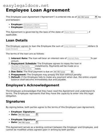 Printable Employee Loan Agreement Form