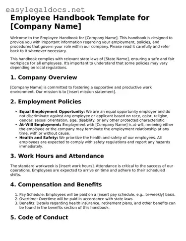Printable Employee Handbook Form
