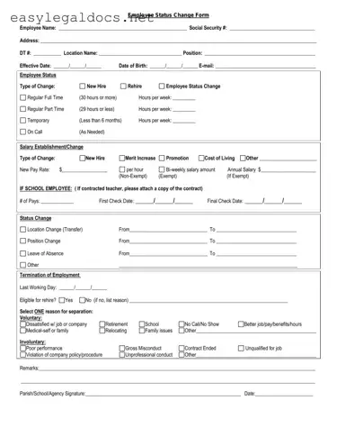 Download Employee Status Change Form