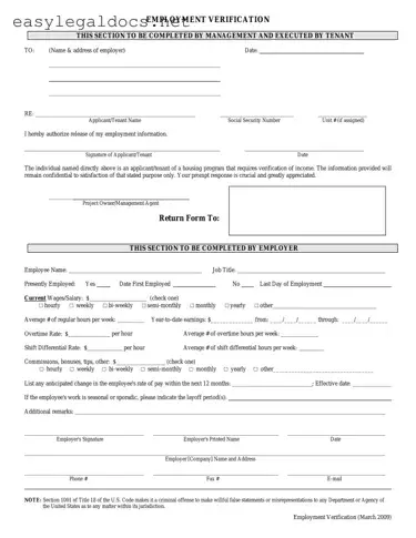 Download Employment verification form Form