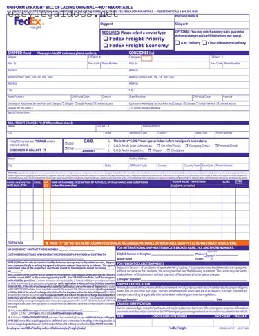 Download Fedex Bill Of Lading Form