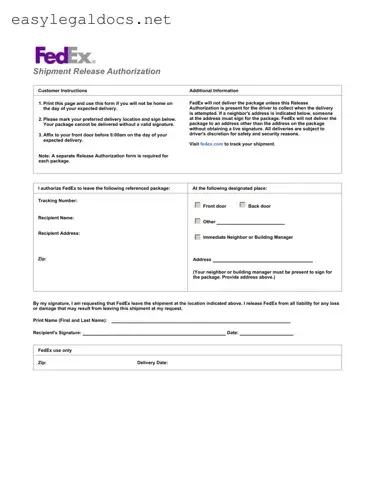 Download Fedex Release Form