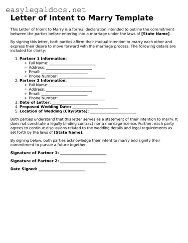 Printable Letter of Intent to Marry Form