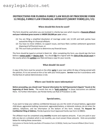 Download Florida Financial Affidavit Short 12.902(b) Form
