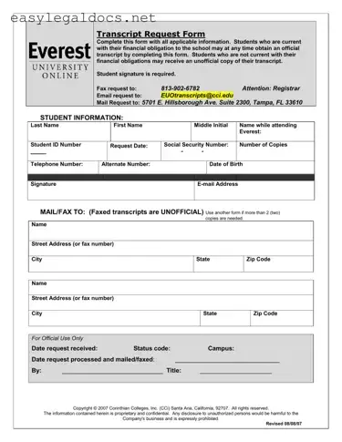 Download Everest University Transcript Form