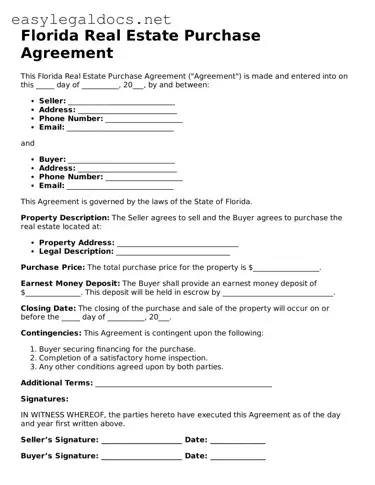 Blank  Real Estate Purchase Agreement Form for Florida