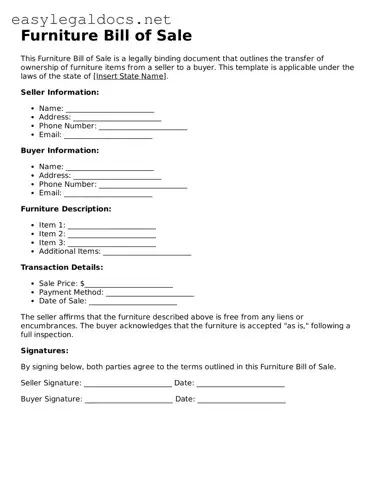 Printable Furniture Bill of Sale Form