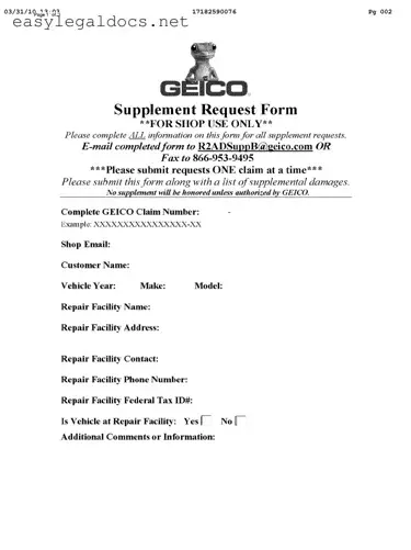 Download Geico Supplement Request Form