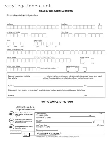 Download Generic Direct Deposit Form