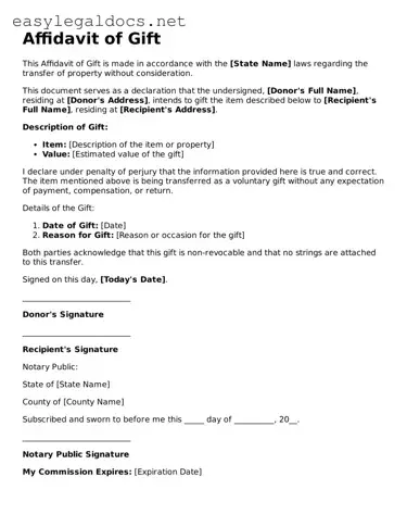 Printable Affidavit of Gift Form